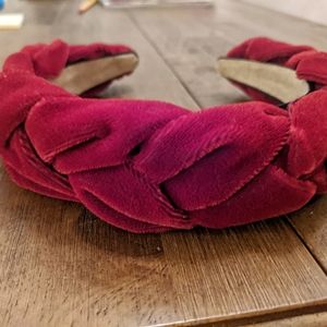 Braided red velvet headband